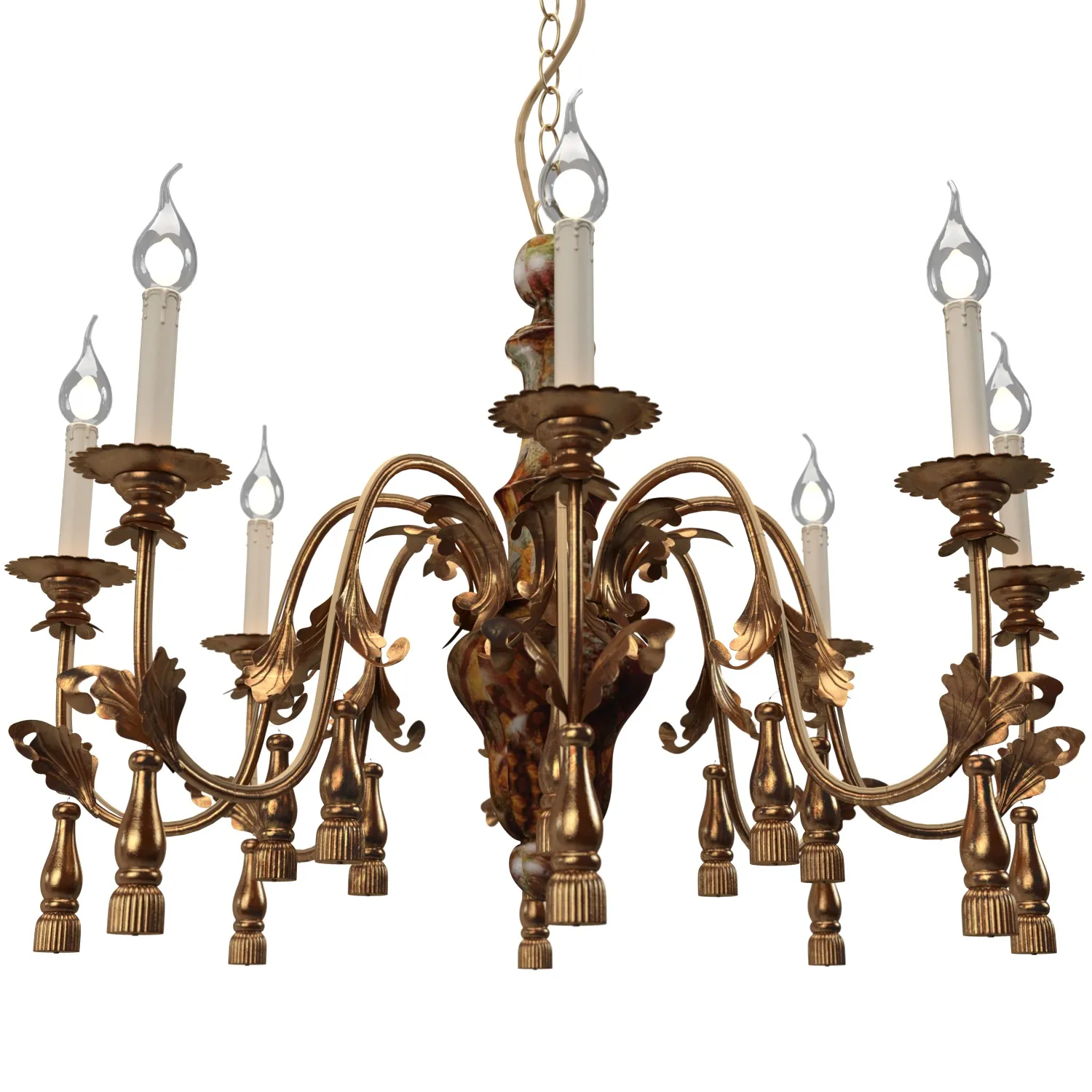 Italian 8 Light Painted Column Chandelier 3D Model_05